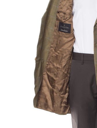 Ermenegildo Zegna Wool Plaid Print Peacoat