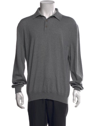 Ermenegildo Zegna Mock Neck Long Sleeve Polo Sweater