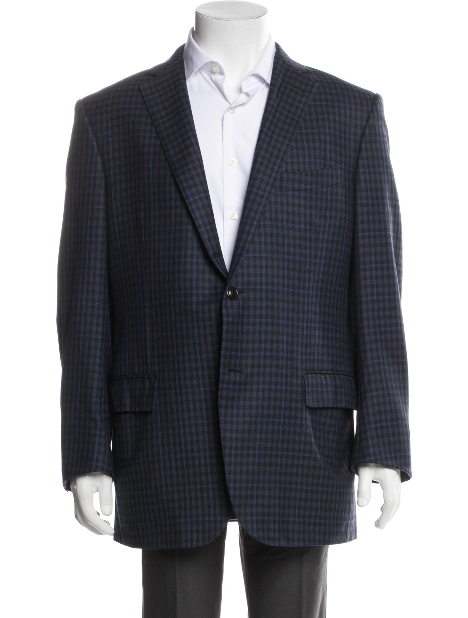 Ermenegildo Zegna Wool Plaid Print Blazer