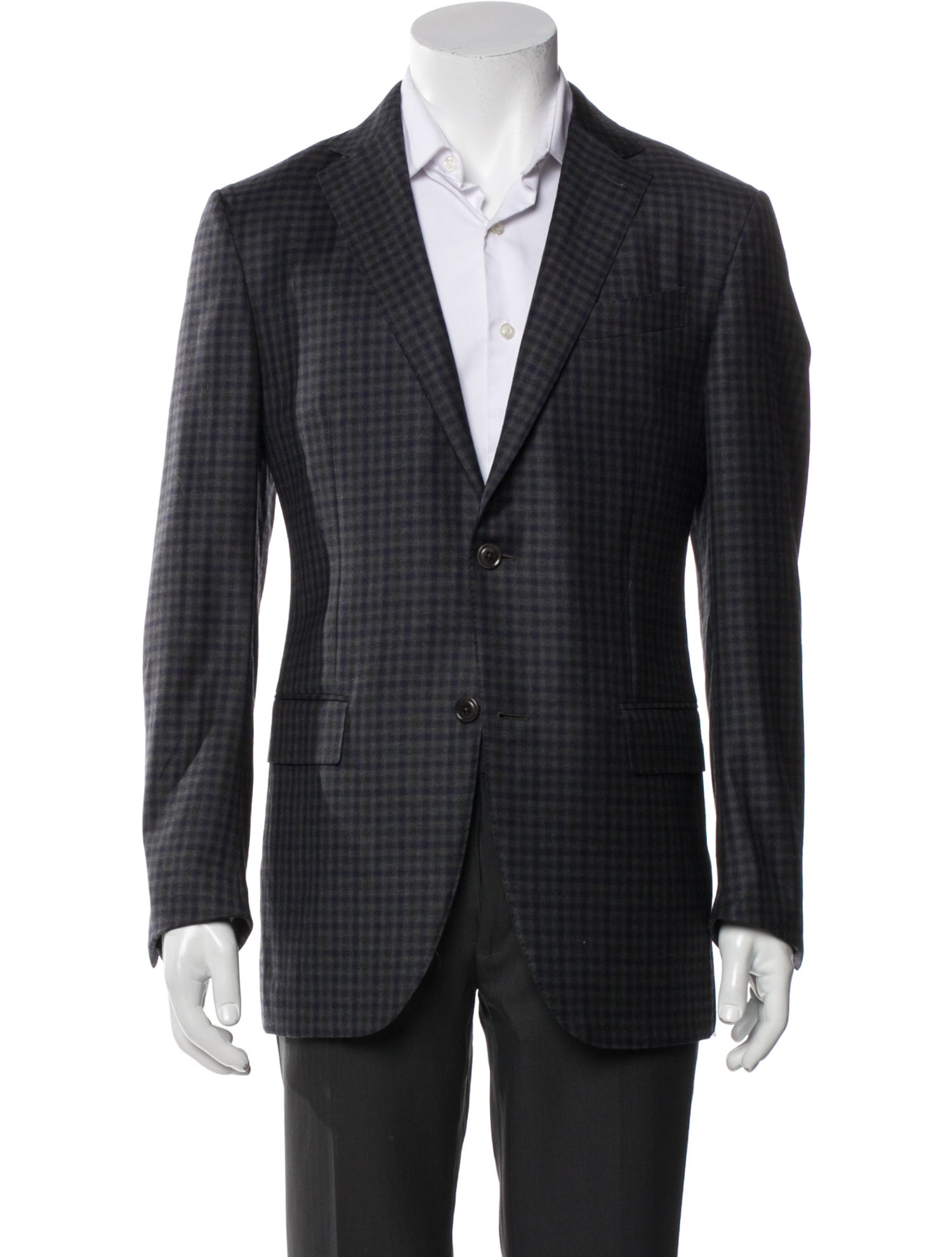 Ermenegildo Zegna Wool Plaid Print Blazer