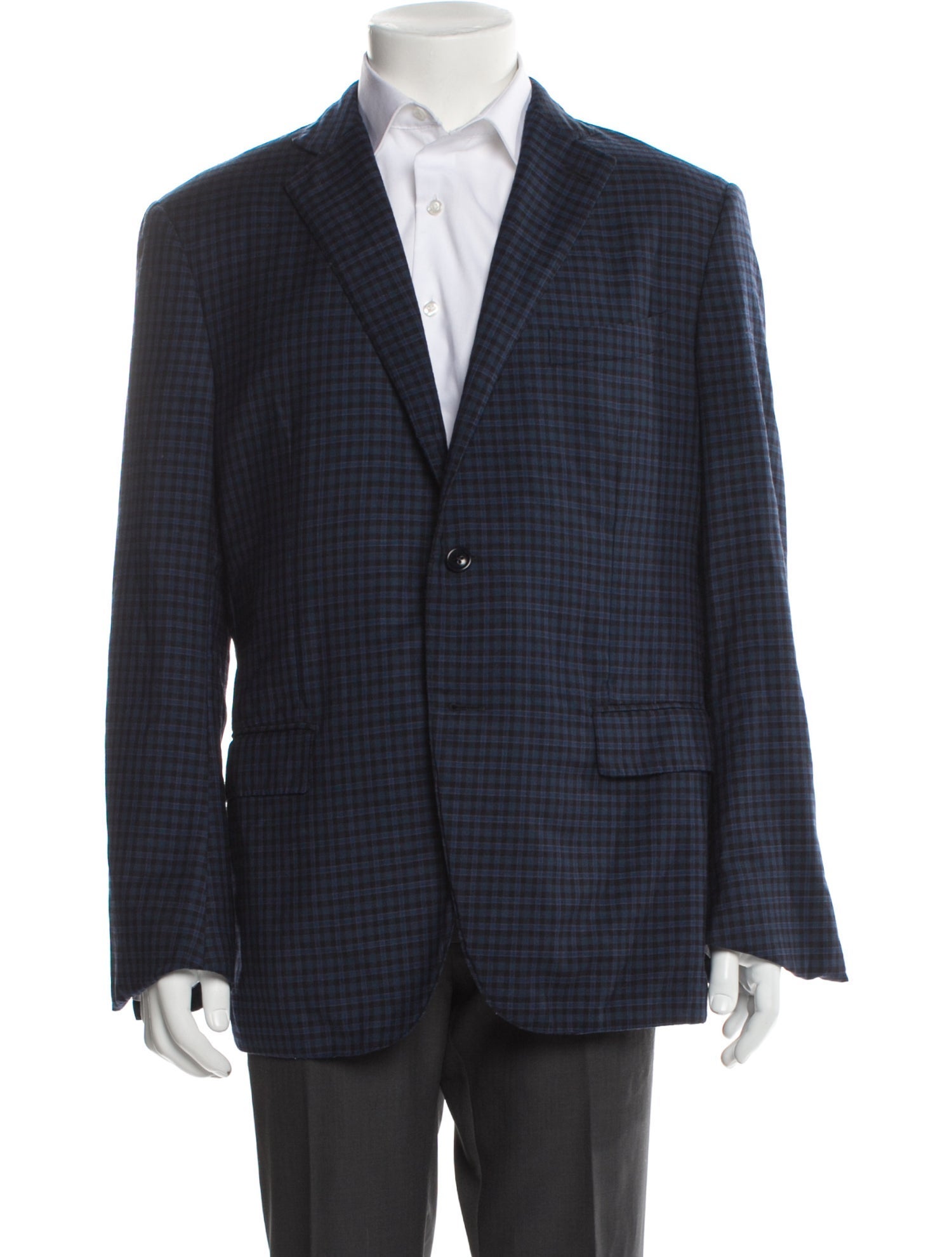 Ermenegildo Zegna Wool Plaid Print Blazer