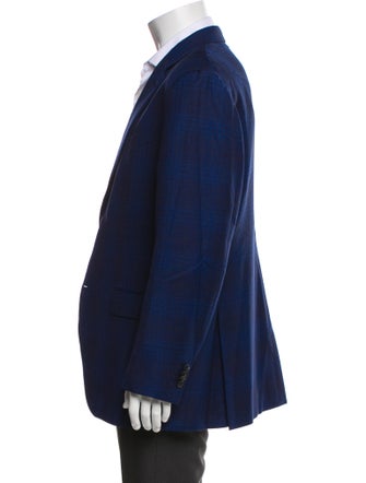 Ermenegildo Zegna Wool Plaid Print Peacoat