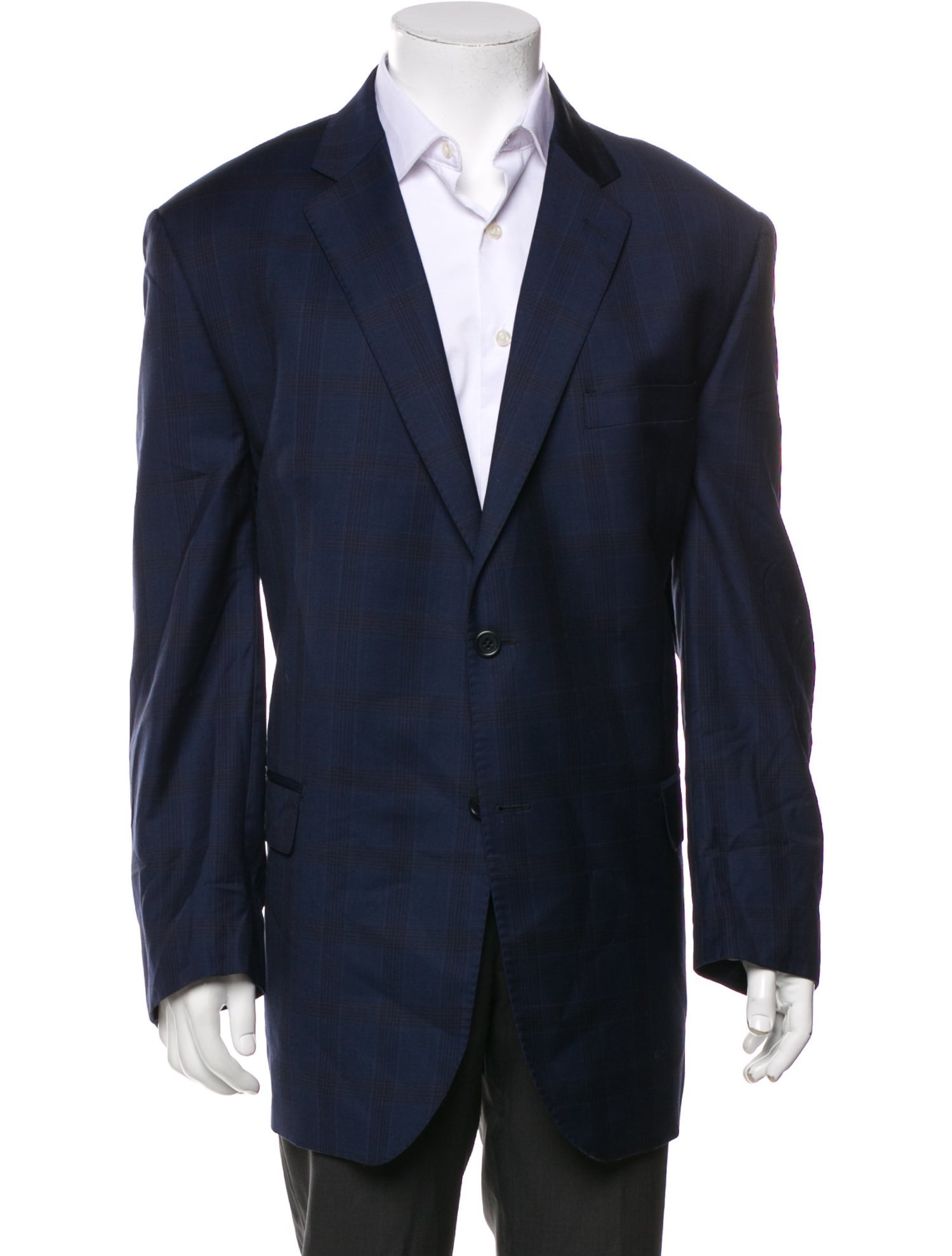 Ermenegildo Zegna Wool Plaid Print Blazer