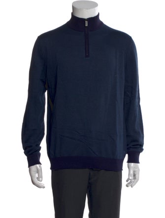 Ermenegildo Zegna Mock Neck Long Sleeve Polo Sweater