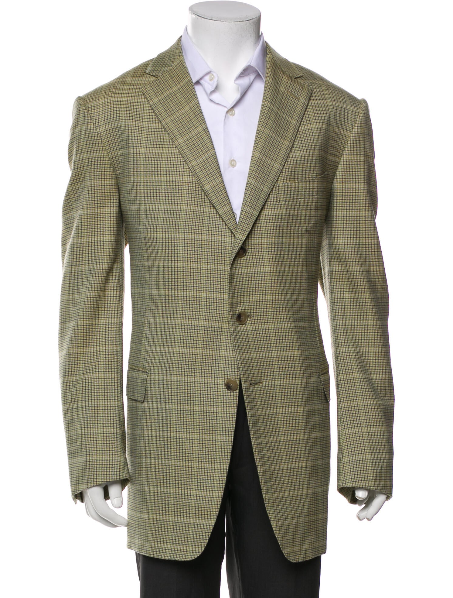 Ermenegildo Zegna Wool Plaid Print Blazer