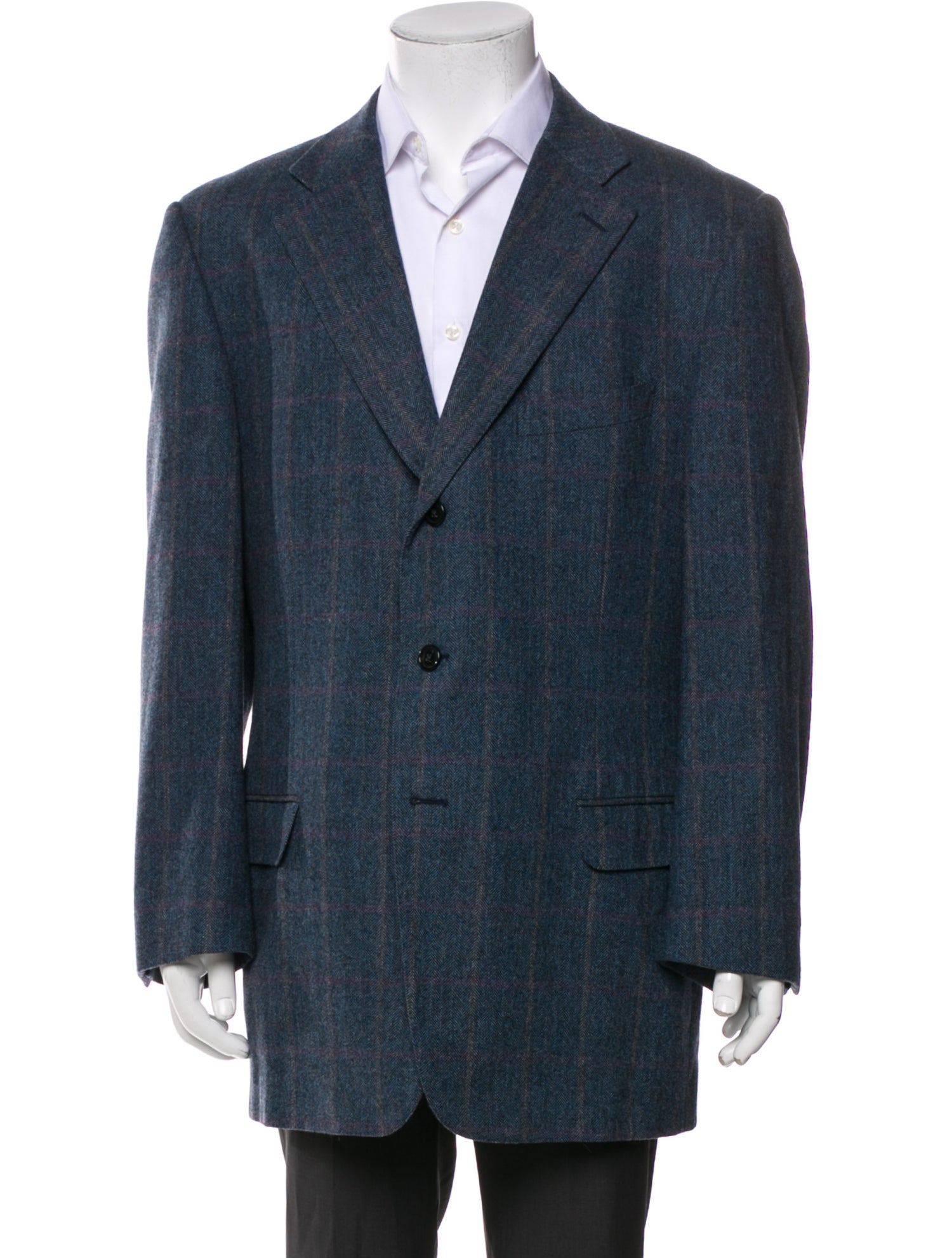 Ermenegildo Zegna Wool Plaid Print Blazer