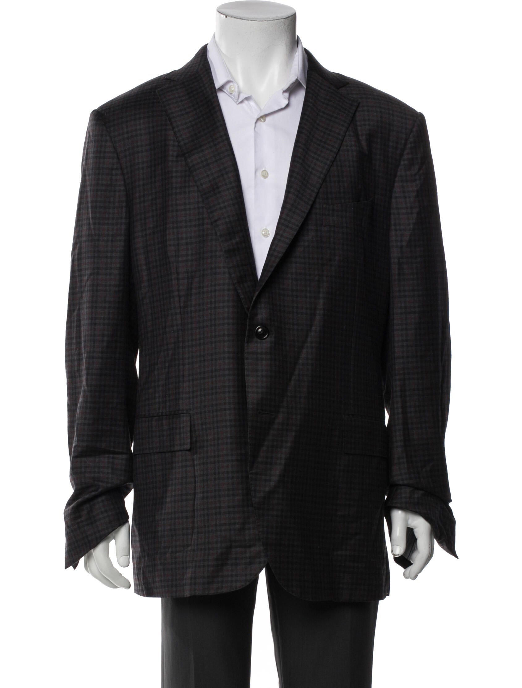 Ermenegildo Zegna Wool Plaid Print Blazer