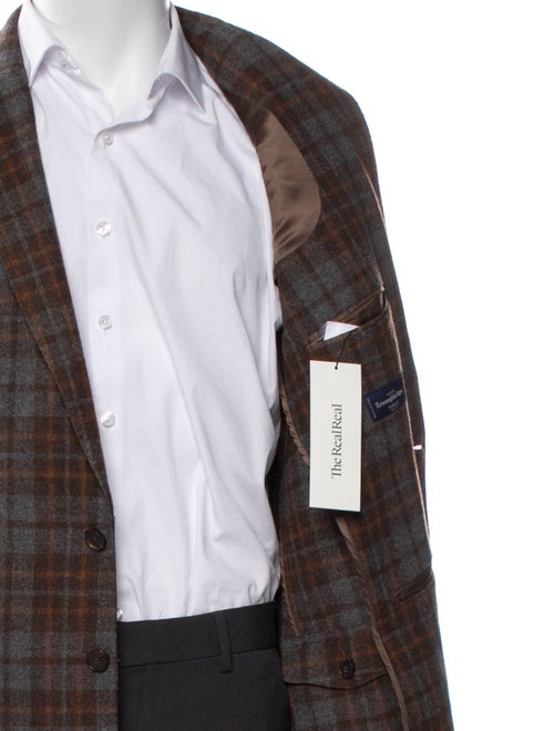 Ermenegildo Zegna Wool Plaid Print Blazer