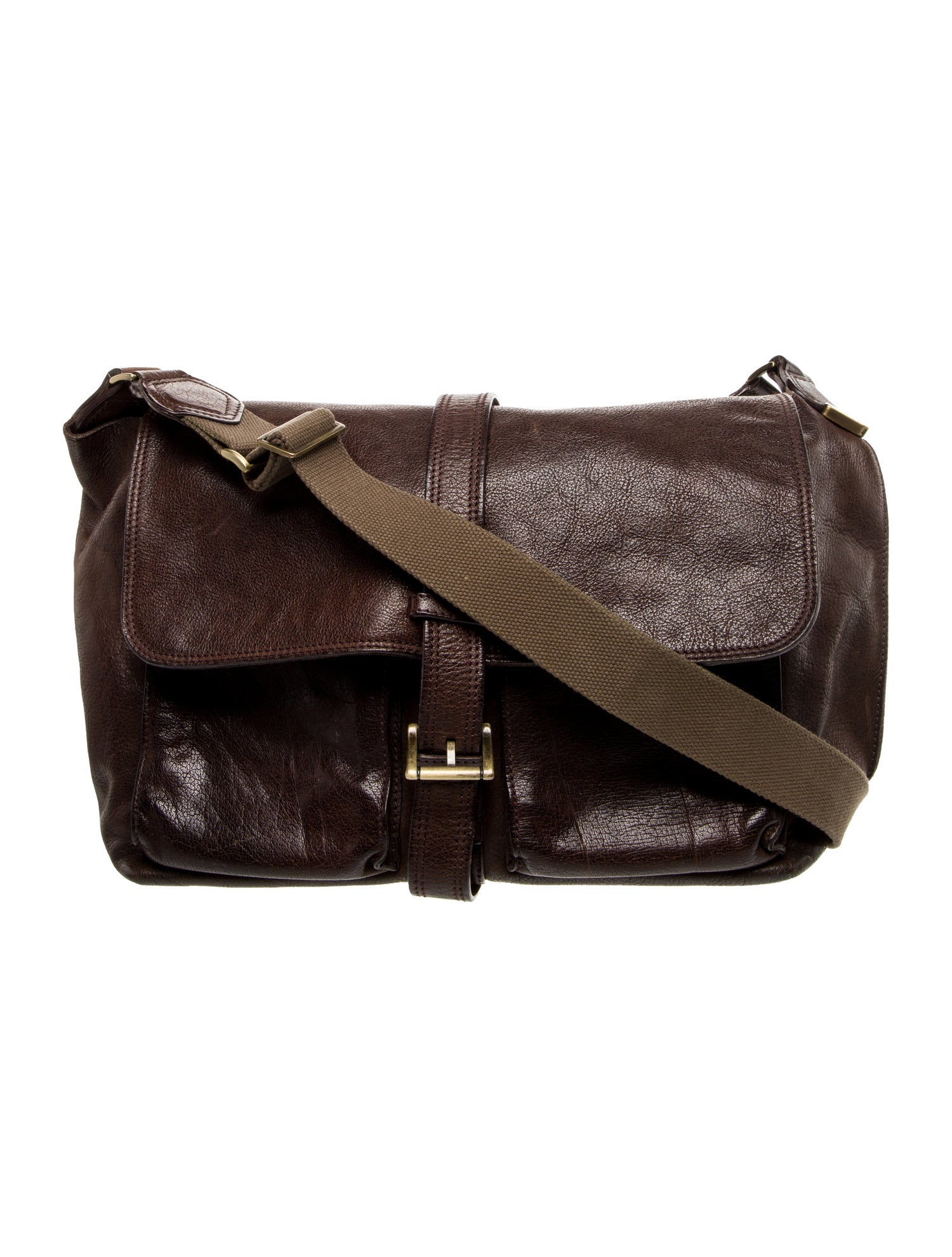 Ermenegildo Zegna Leather Messenger Bag