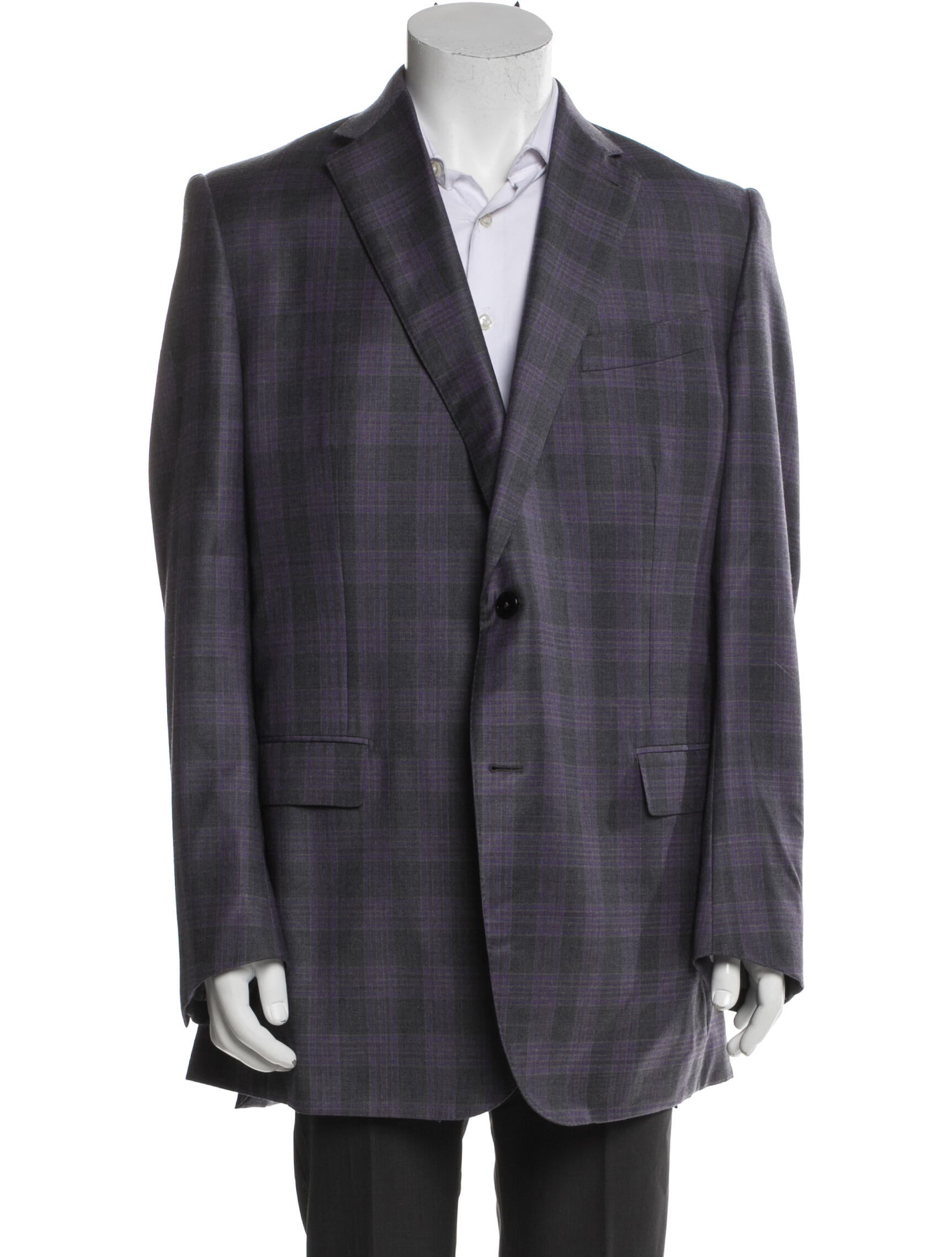 Ermenegildo Zegna Wool Plaid Print Blazer