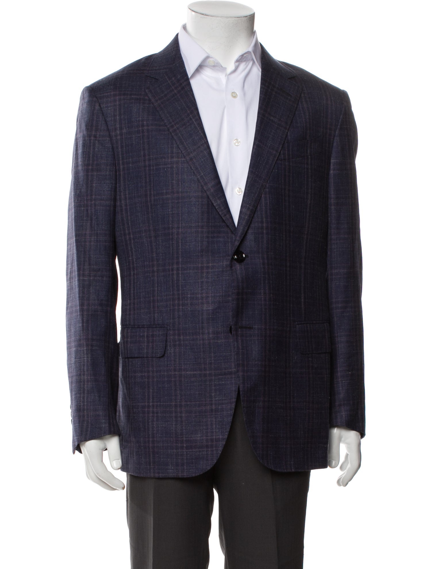 Ermenegildo Zegna Wool Plaid Print Blazer