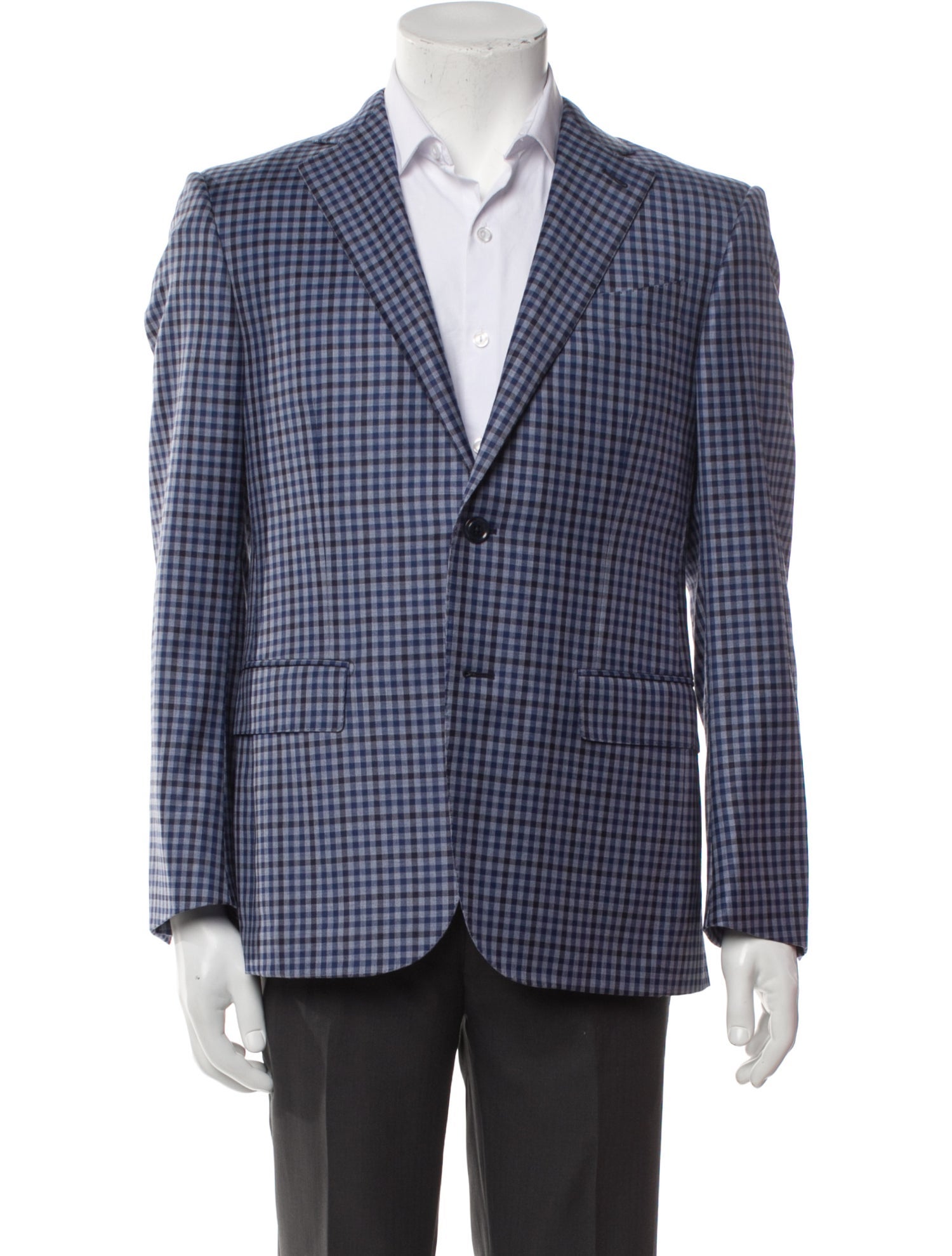 Ermenegildo Zegna Wool Plaid Print Blazer