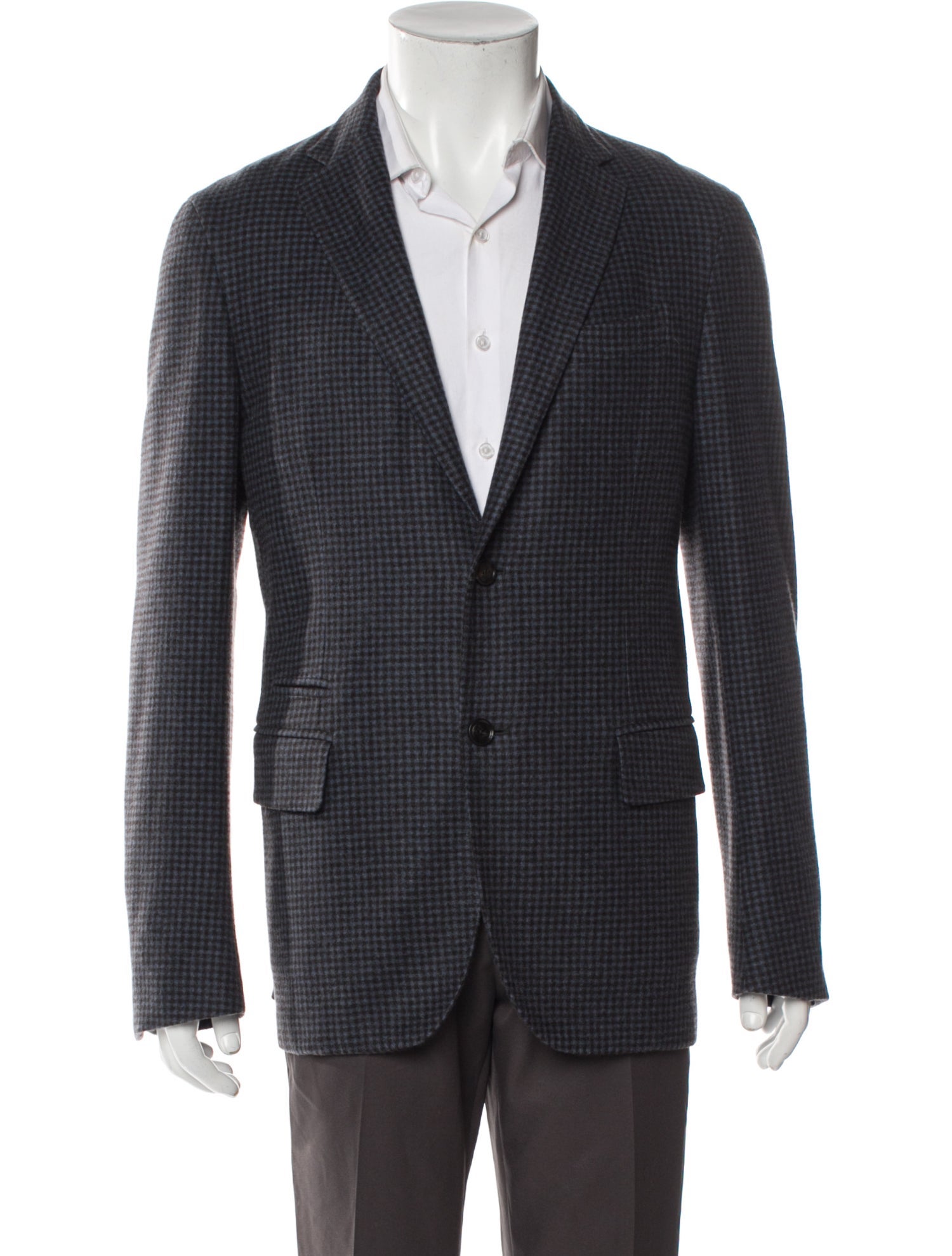Ermenegildo Zegna Cashmere Plaid Print Peacoat
