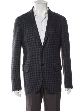 Ermenegildo Zegna Cashmere Plaid Print Peacoat