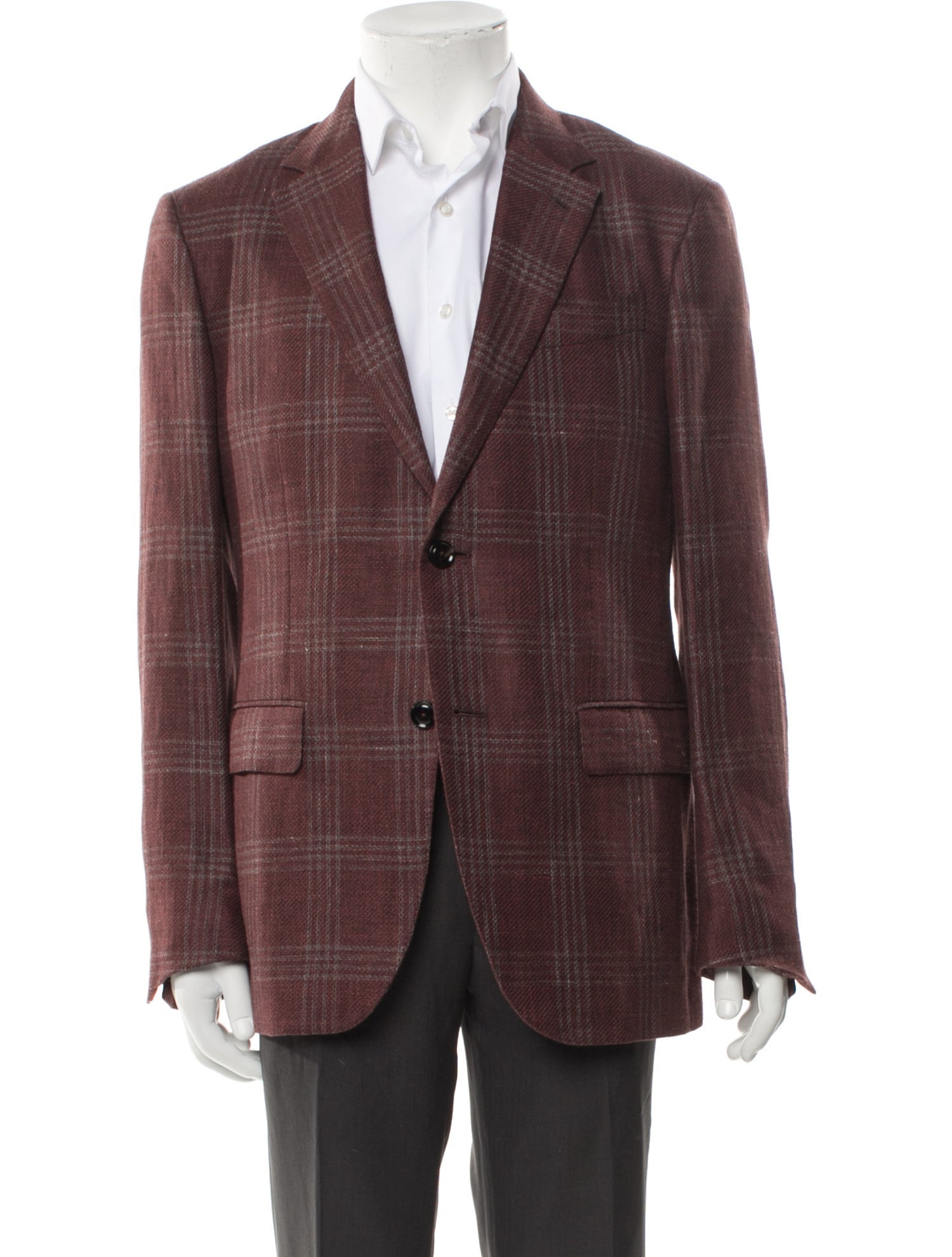 Ermenegildo Zegna Linen Plaid Print Blazer w/ Tags