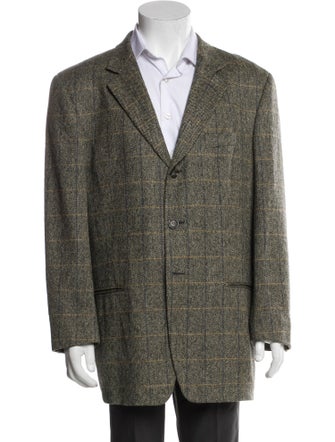 Ermenegildo Zegna Wool Houndstooth Print Overcoat