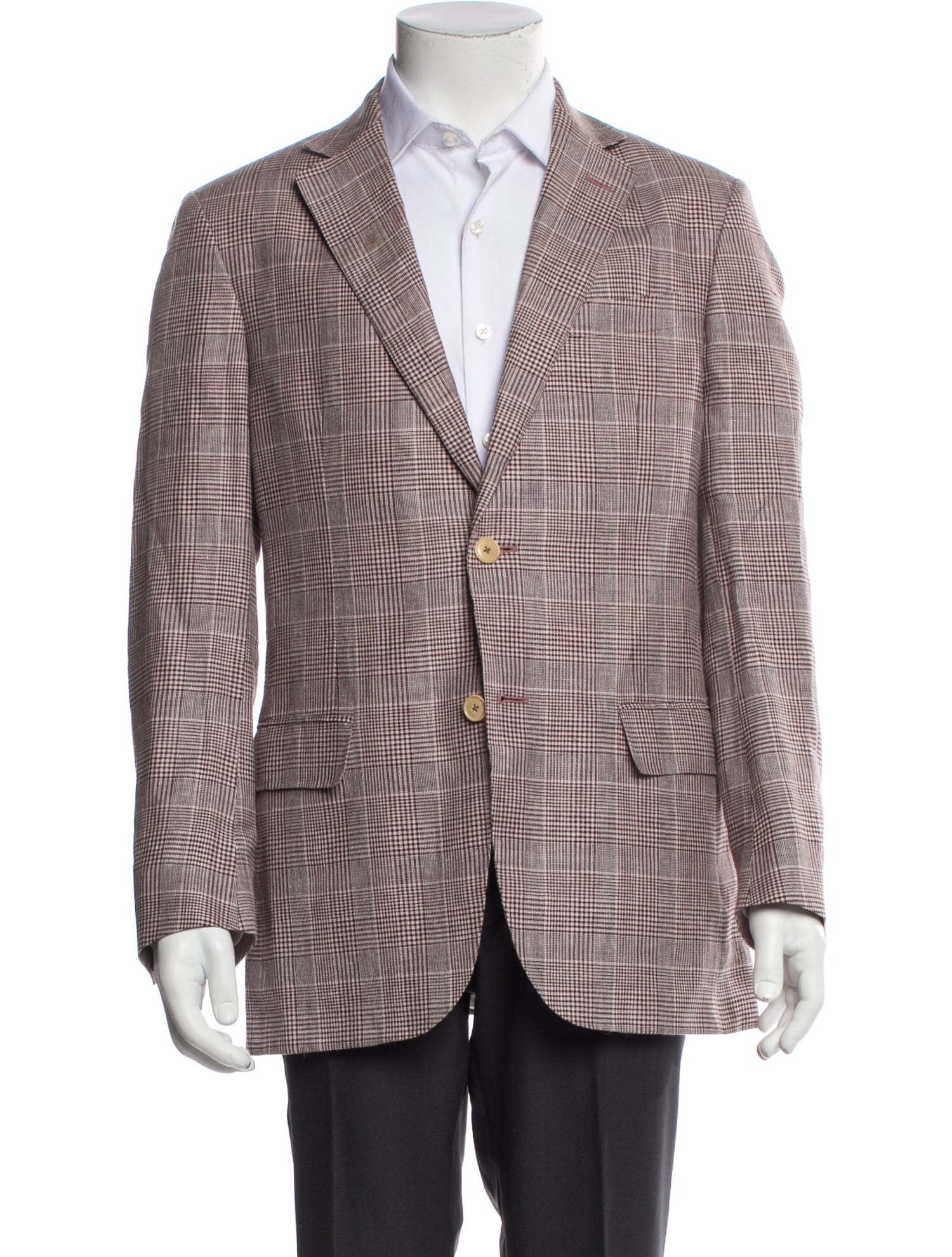 Ermenegildo Zegna Linen Plaid Print Blazer