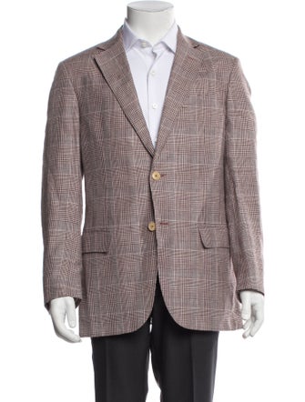 Ermenegildo Zegna Linen Plaid Print Blazer