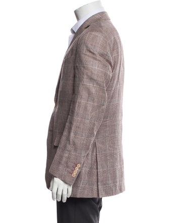 Ermenegildo Zegna Linen Plaid Print Blazer