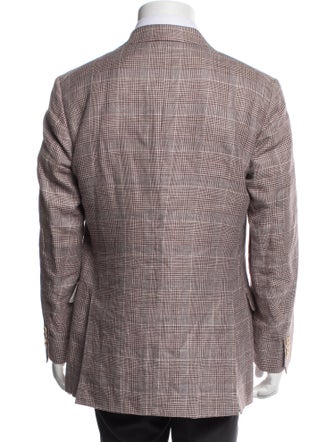 Ermenegildo Zegna Linen Plaid Print Blazer