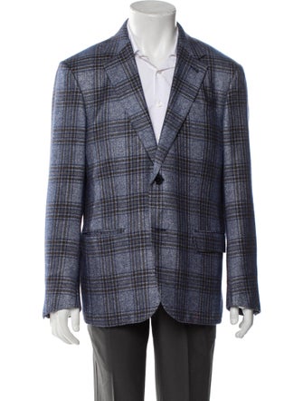 Ermenegildo Zegna Silk Plaid Print Blazer