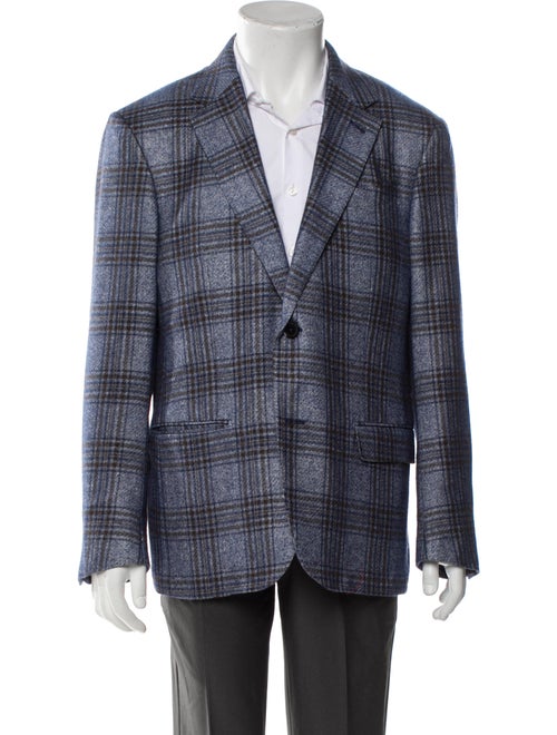 Ermenegildo Zegna Silk Plaid Print Blazer