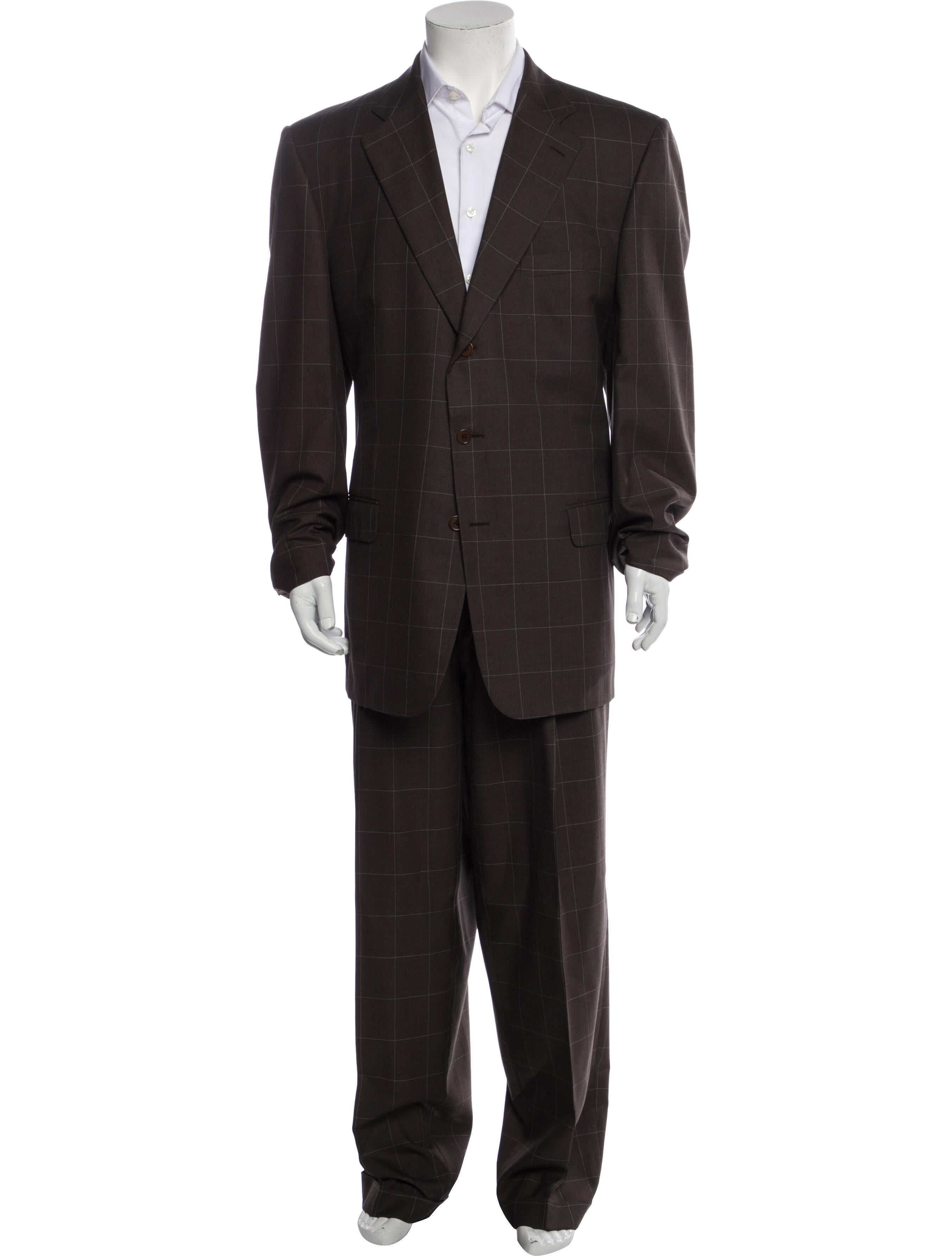 Ermenegildo Zegna Silk Plaid Print Two-Piece Suit