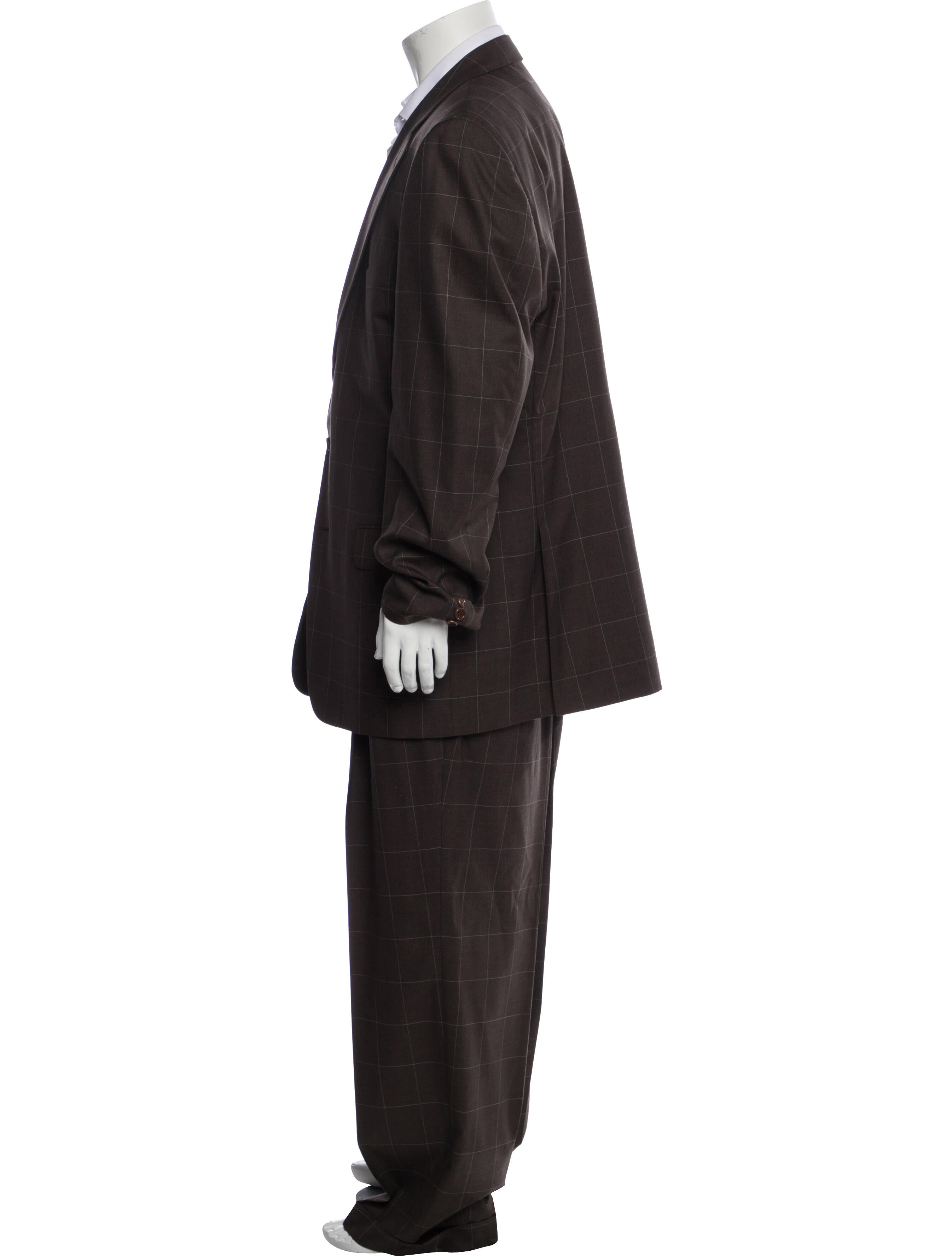 Ermenegildo Zegna Silk Plaid Print Two-Piece Suit
