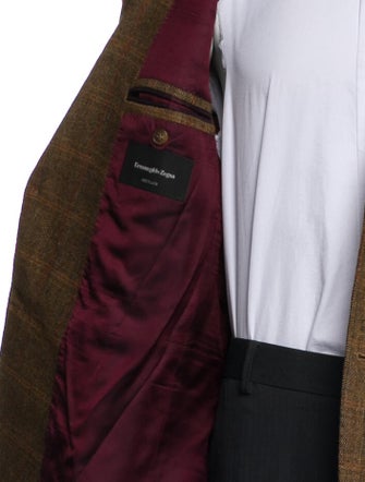 Ermenegildo Zegna Plaid Print Peacoat