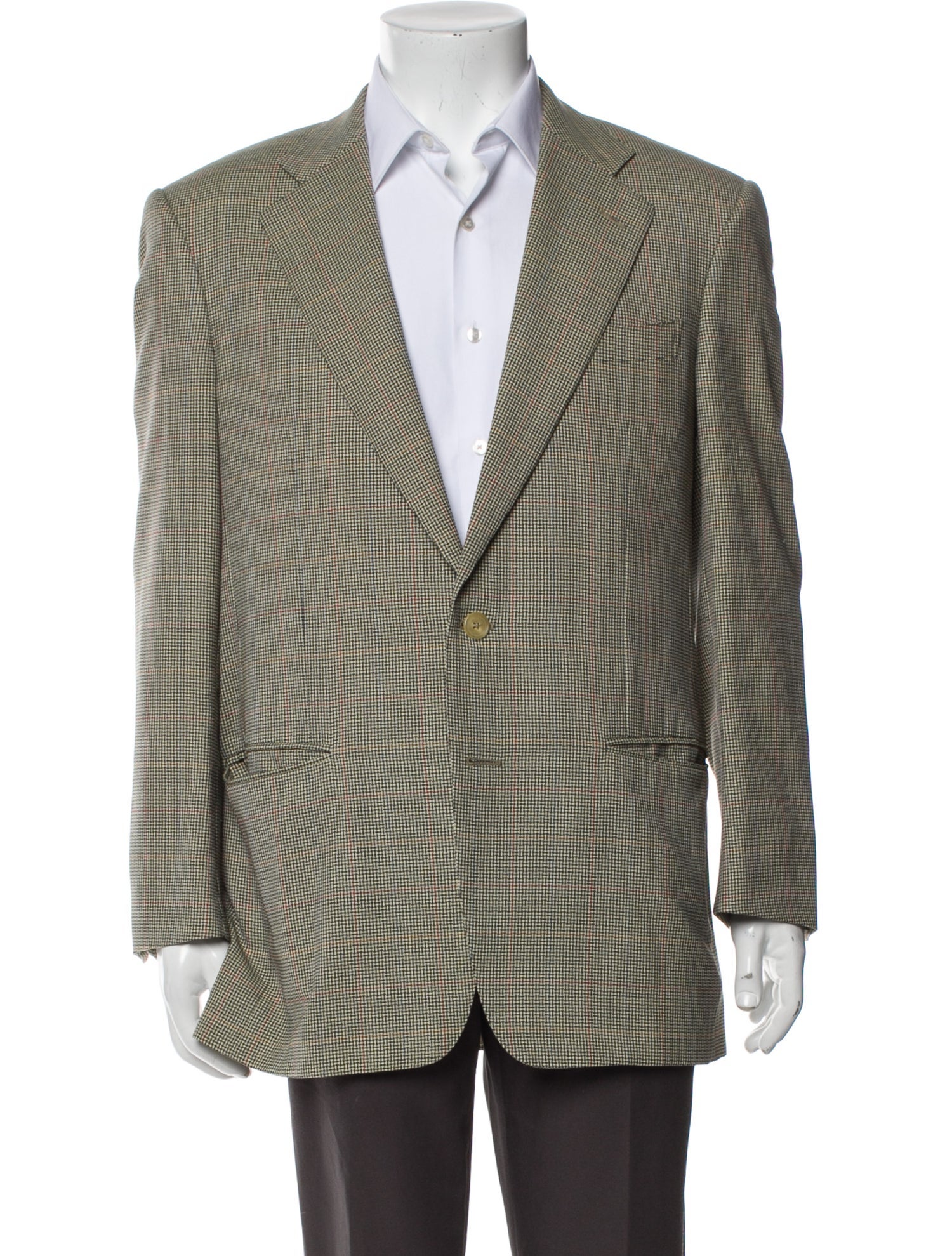 Ermenegildo Zegna Wool Plaid Print Peacoat