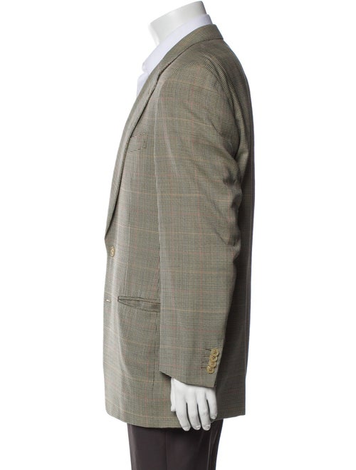 Ermenegildo Zegna Wool Plaid Print Peacoat
