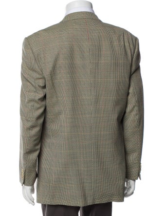 Ermenegildo Zegna Wool Plaid Print Peacoat