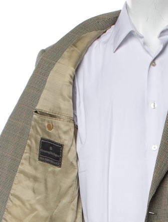 Ermenegildo Zegna Wool Plaid Print Peacoat