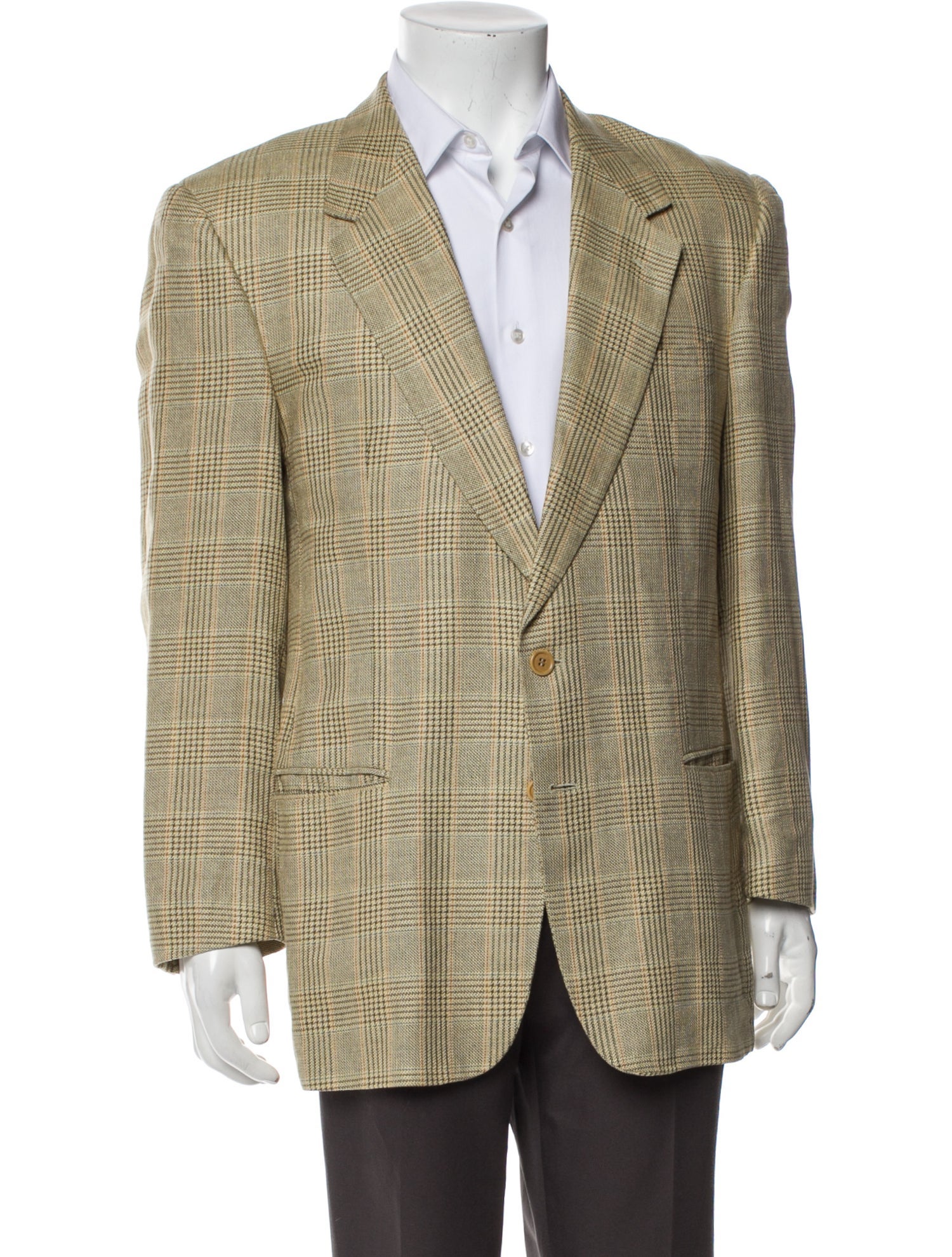 Ermenegildo Zegna Silk Plaid Print Blazer