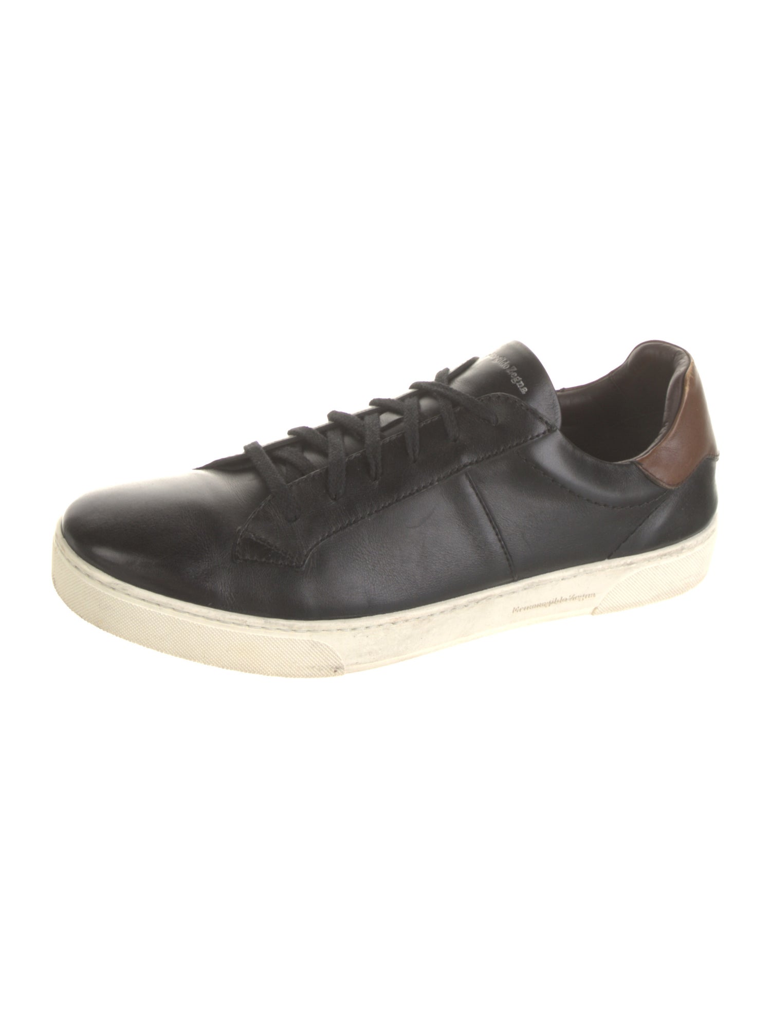 Ermenegildo Zegna Leather Colorblock Pattern Sneakers