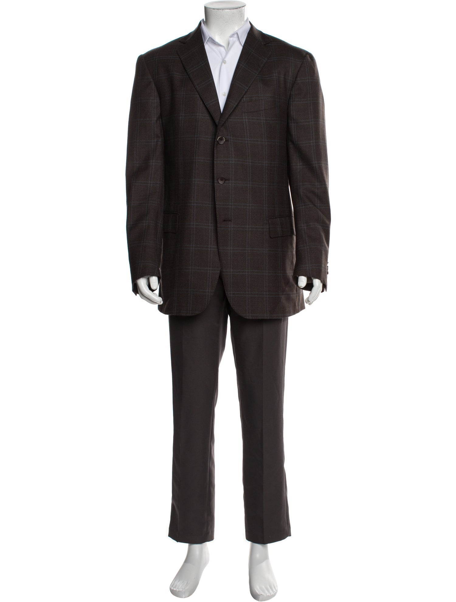 Ermenegildo Zegna Wool Plaid Print Overcoat