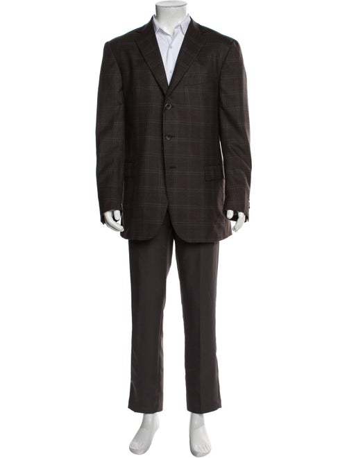 Ermenegildo Zegna Wool Plaid Print Overcoat