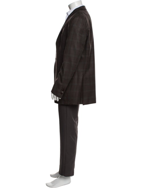 Ermenegildo Zegna Wool Plaid Print Overcoat