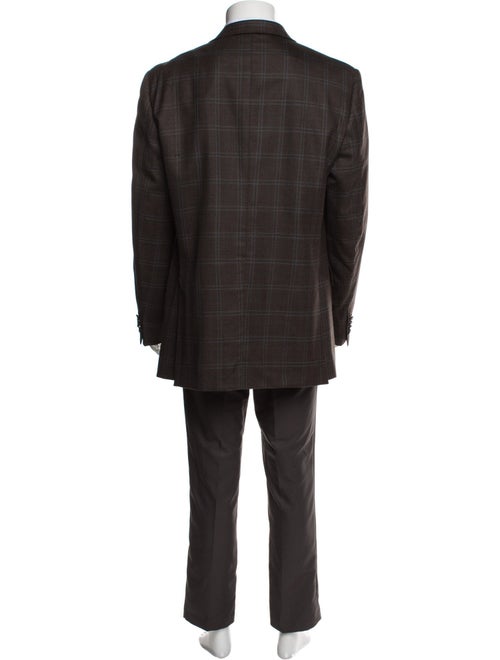 Ermenegildo Zegna Wool Plaid Print Overcoat
