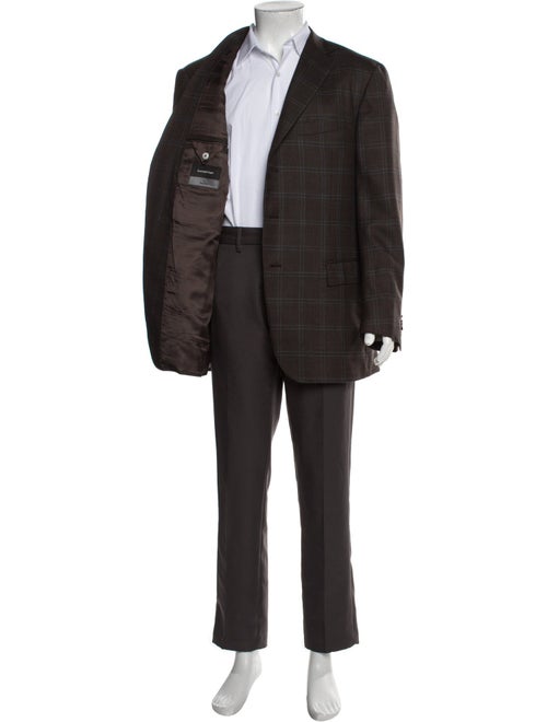 Ermenegildo Zegna Wool Plaid Print Overcoat