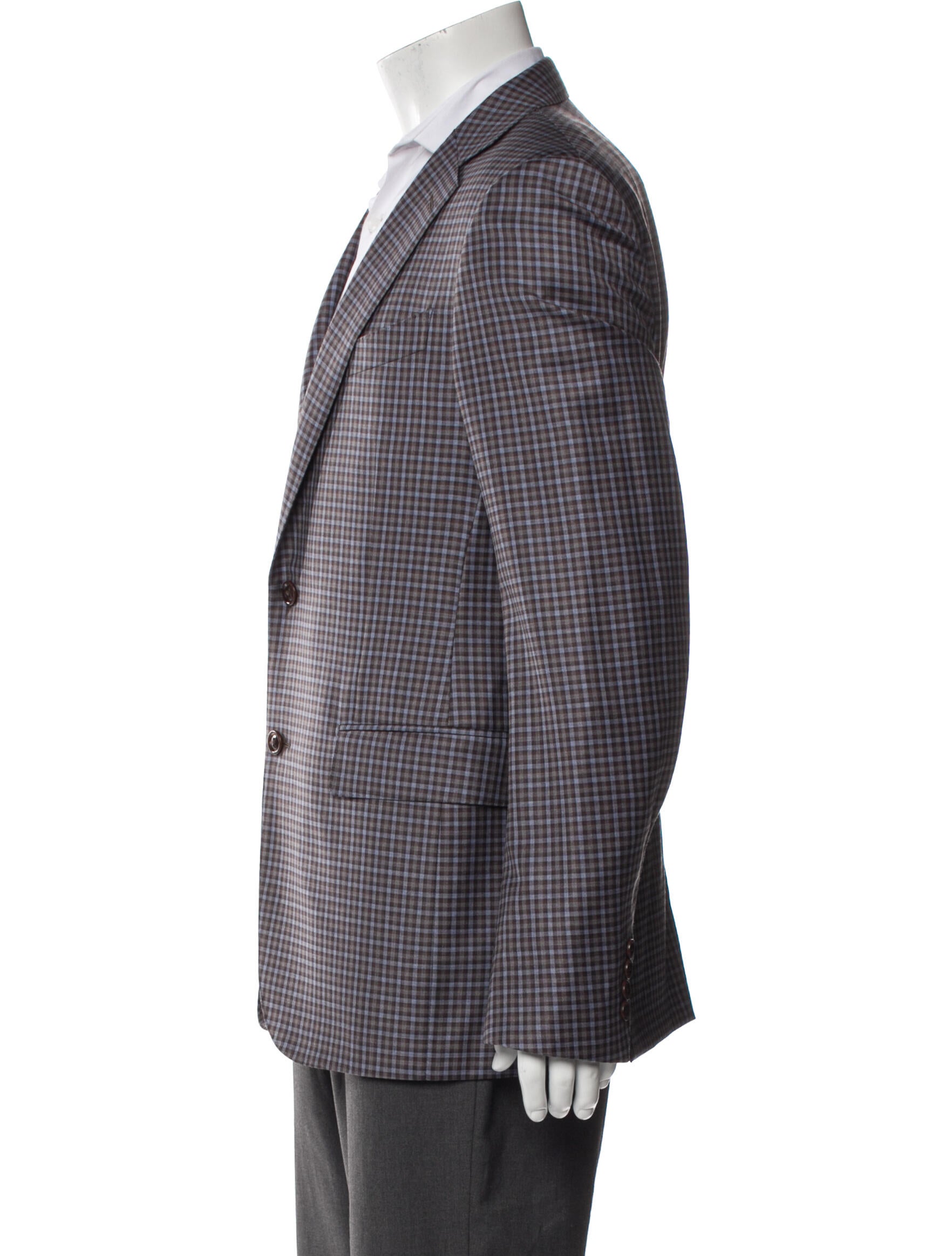 Ermenegildo Zegna Wool Plaid Print Blazer