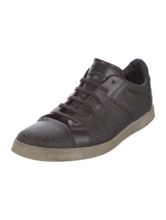 Ermenegildo Zegna Leather Colorblock Pattern Sneakers