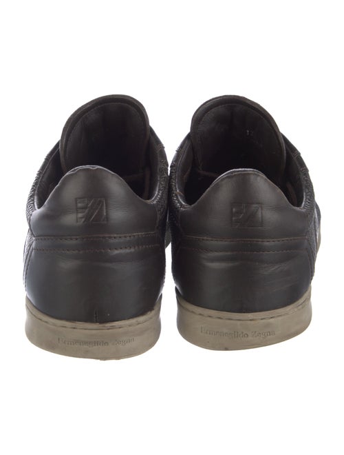 Ermenegildo Zegna Leather Colorblock Pattern Sneakers