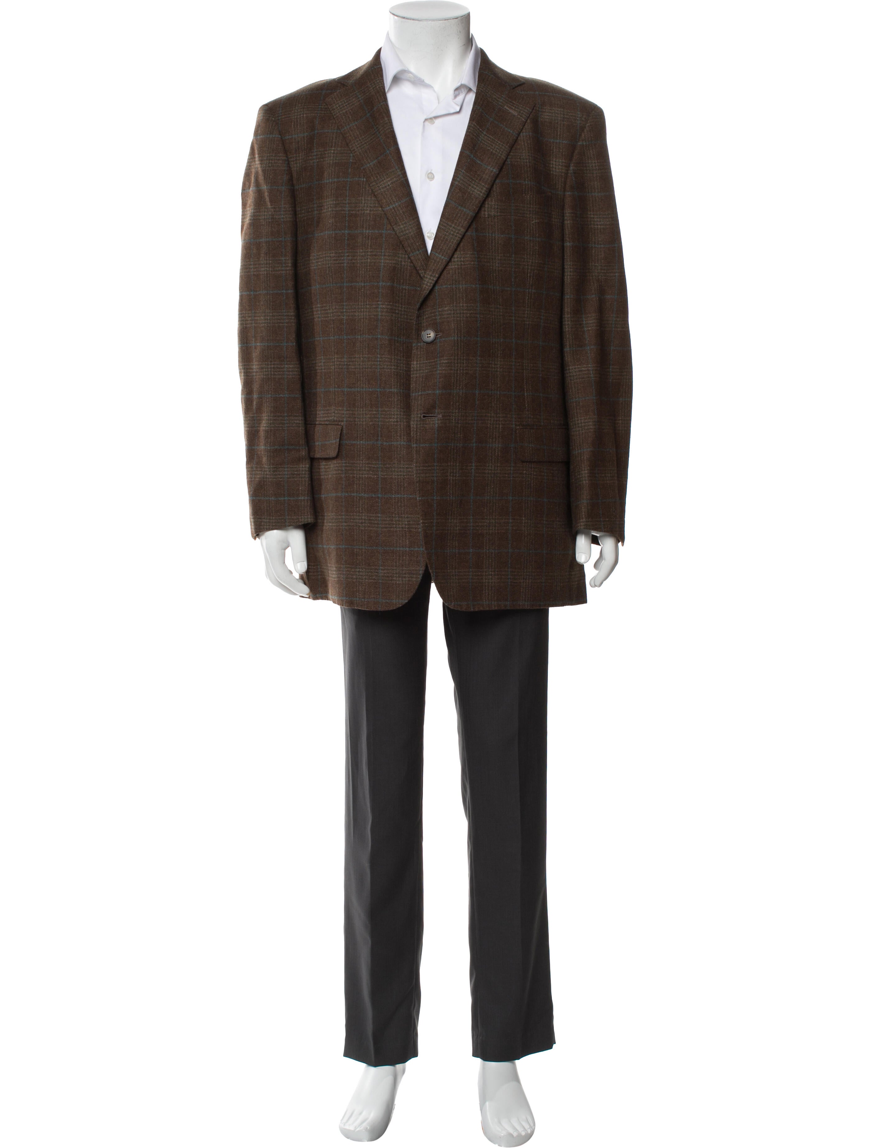 Ermenegildo Zegna Men's Brown Pattern Print Blazer With Two Button Closure