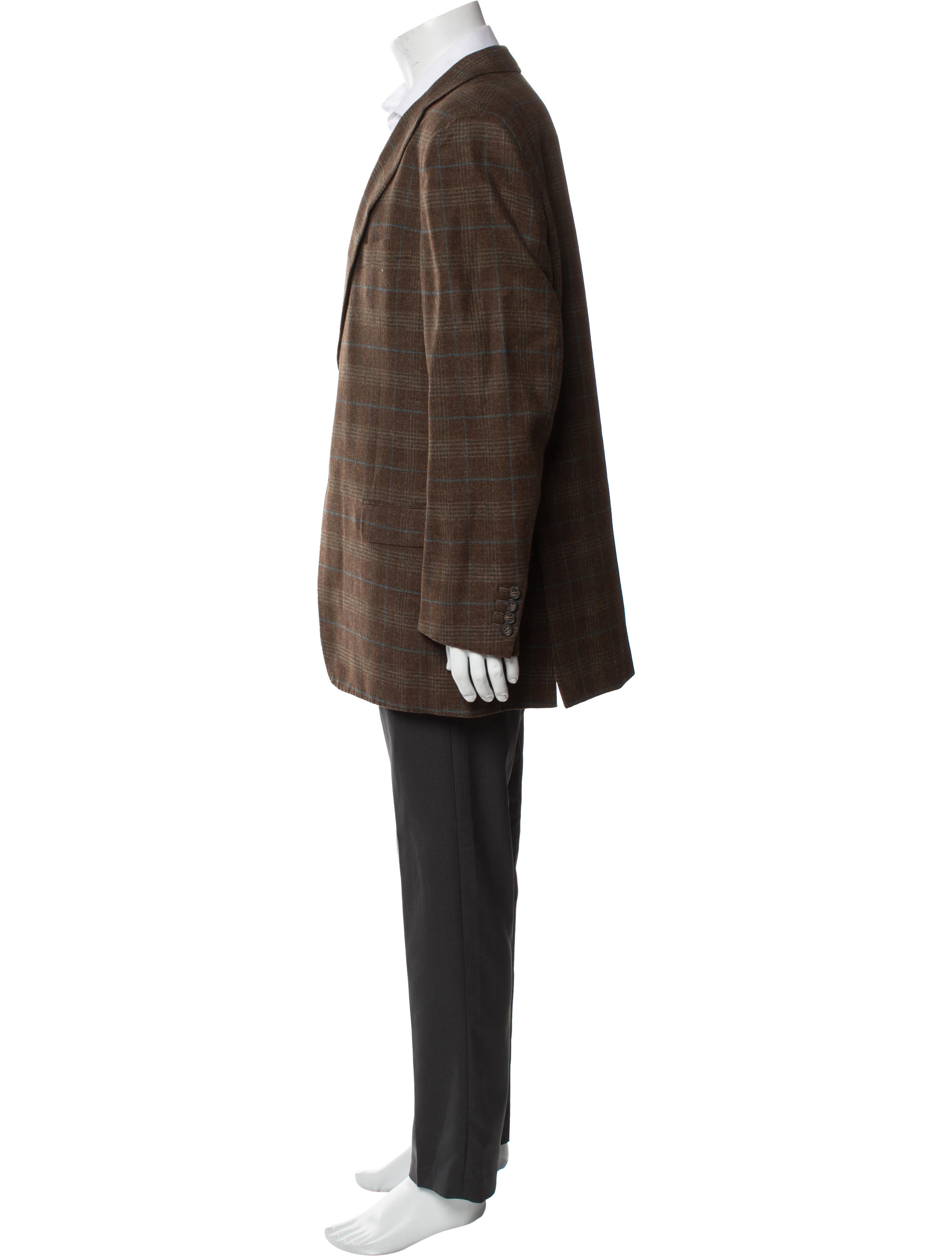 Ermenegildo Zegna Men's Brown Pattern Print Blazer With Two Button Closure