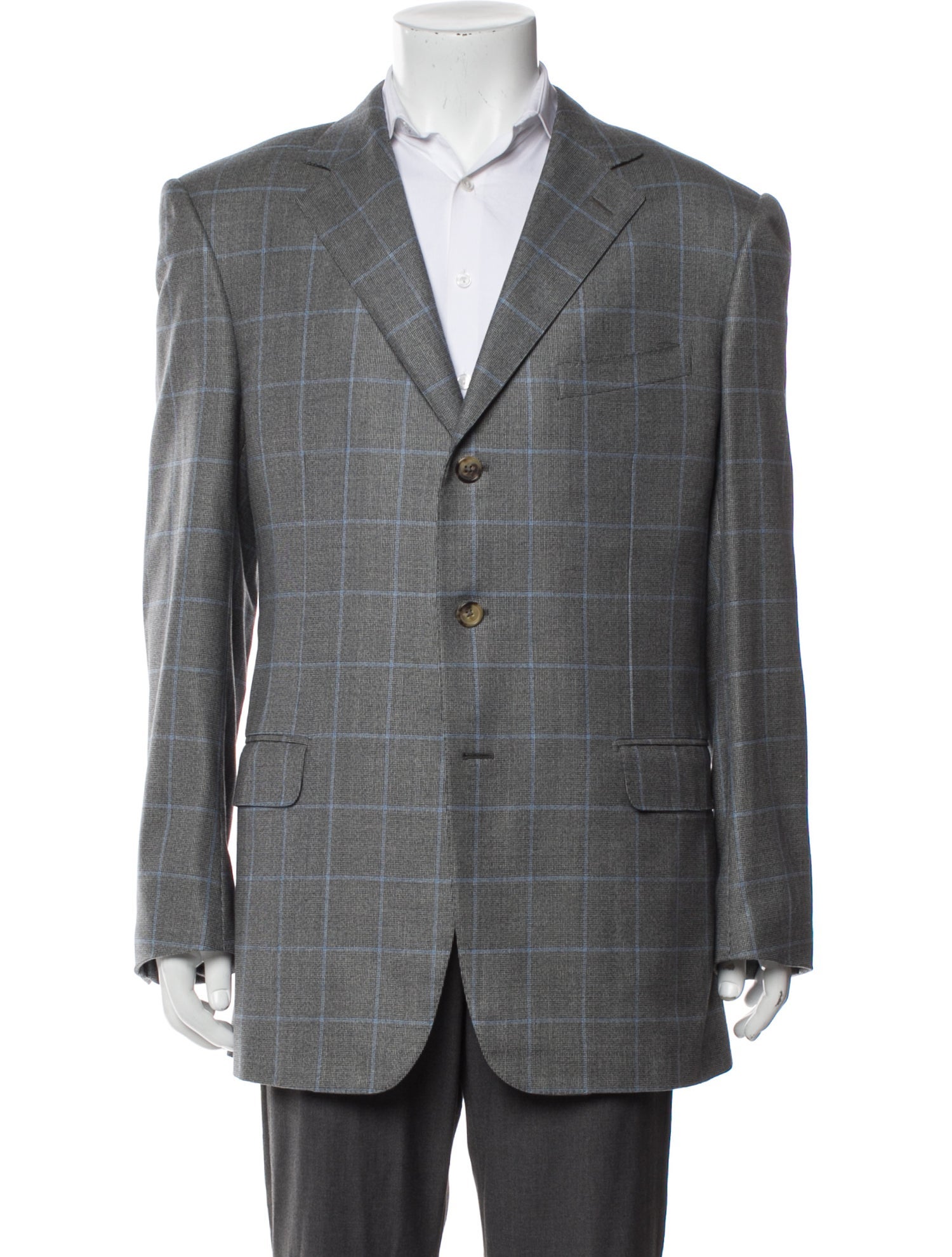 Ermenegildo Zegna Wool Plaid Print Blazer