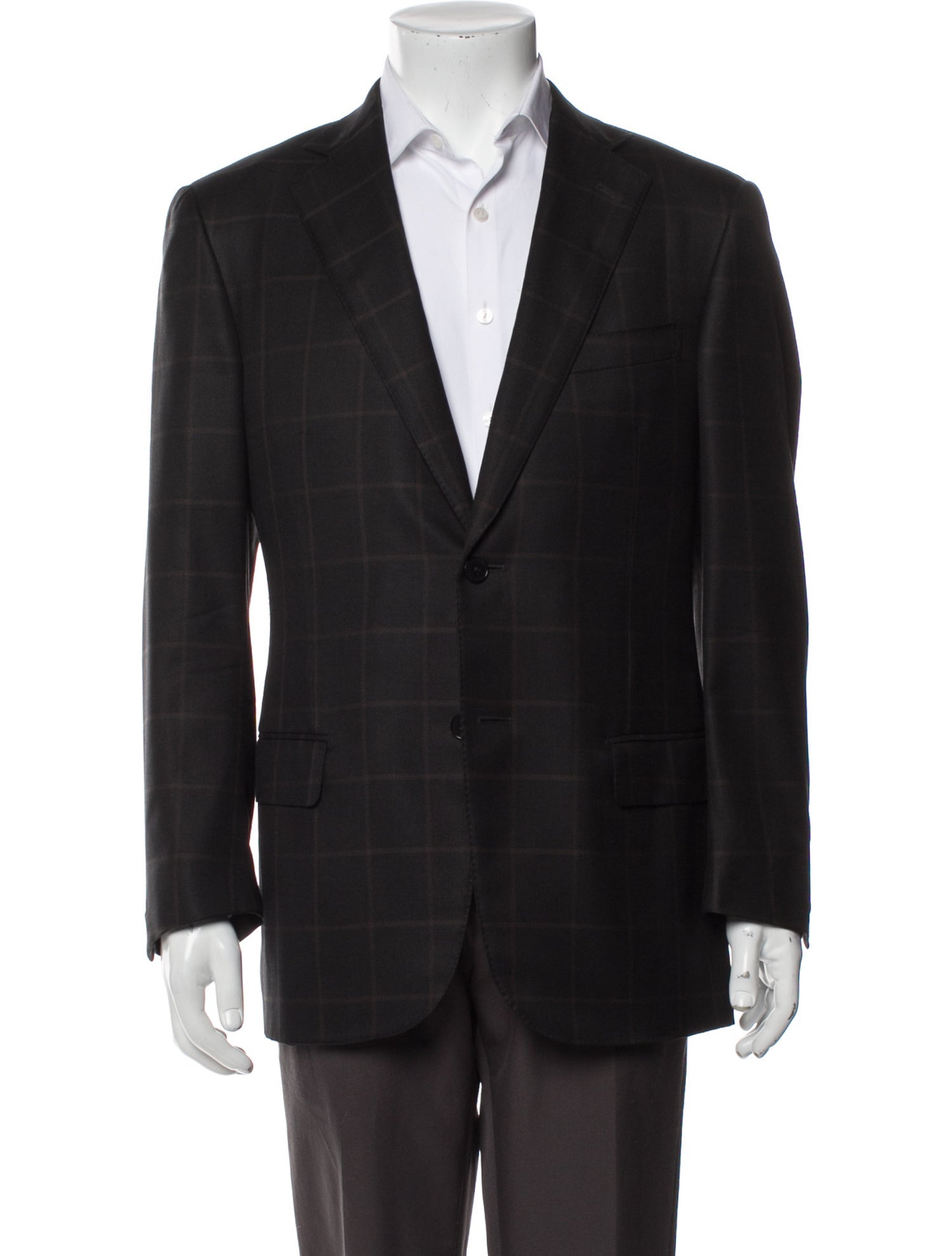 Ermenegildo Zegna Wool Plaid Print Blazer