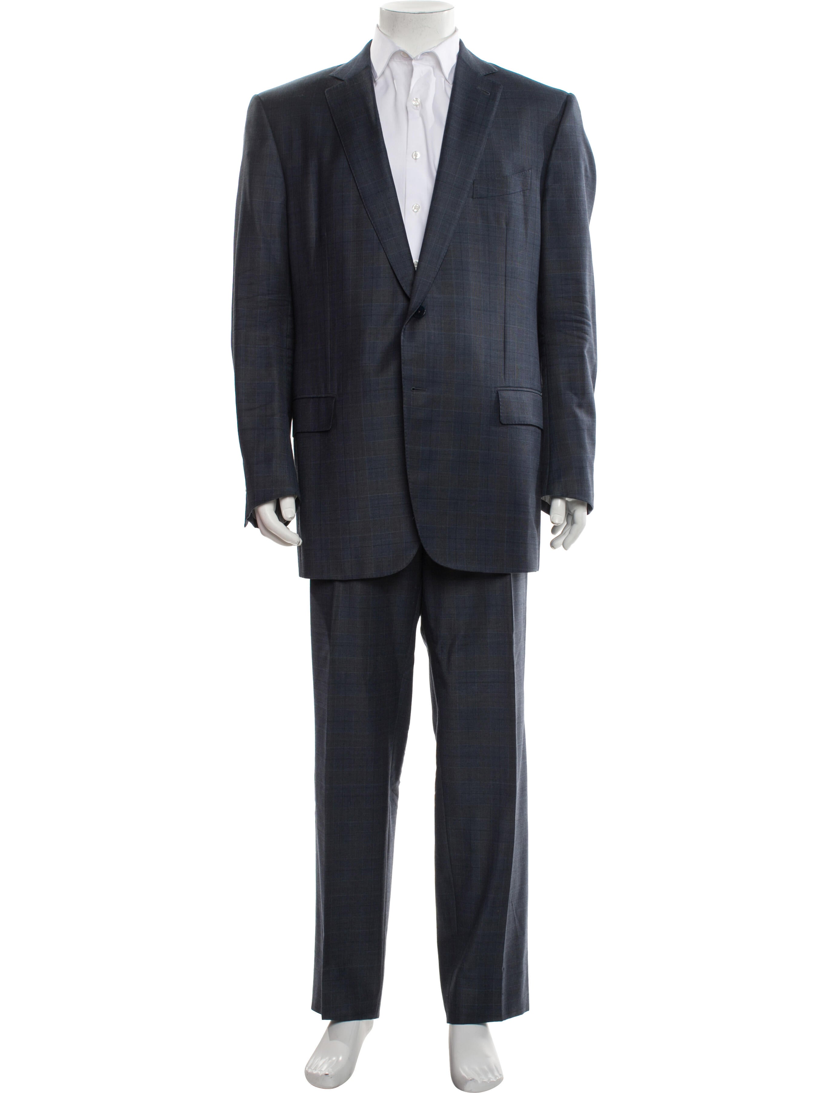 Ermenegildo Zegna Wool Plaid Print Two-Piece Blazer