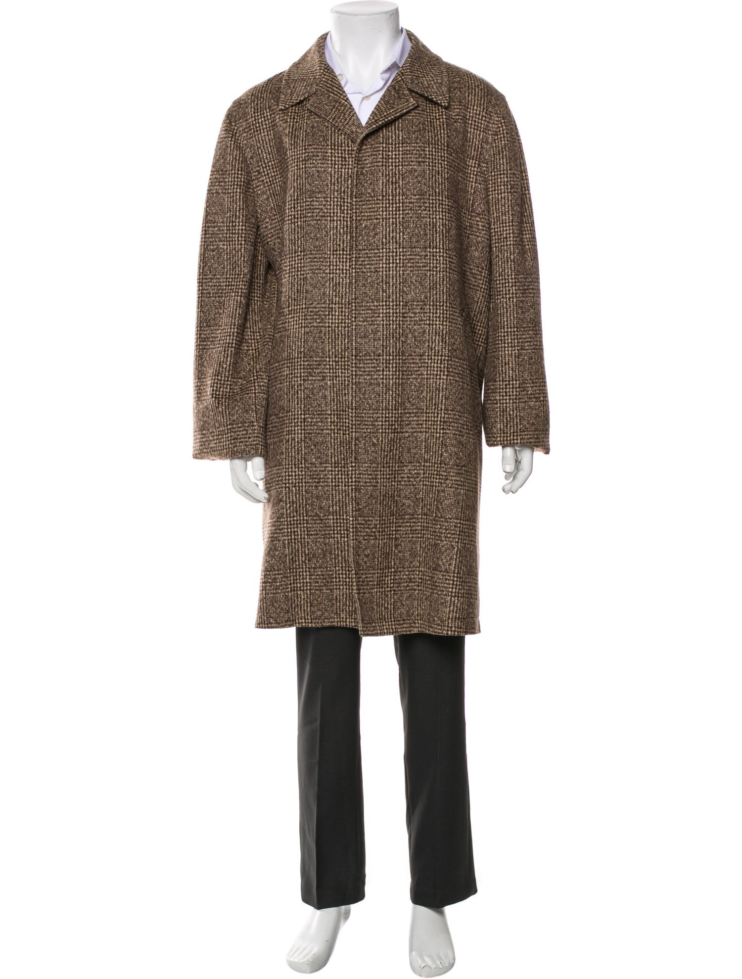 Ermenegildo Zegna Wool Plaid Print Overcoat