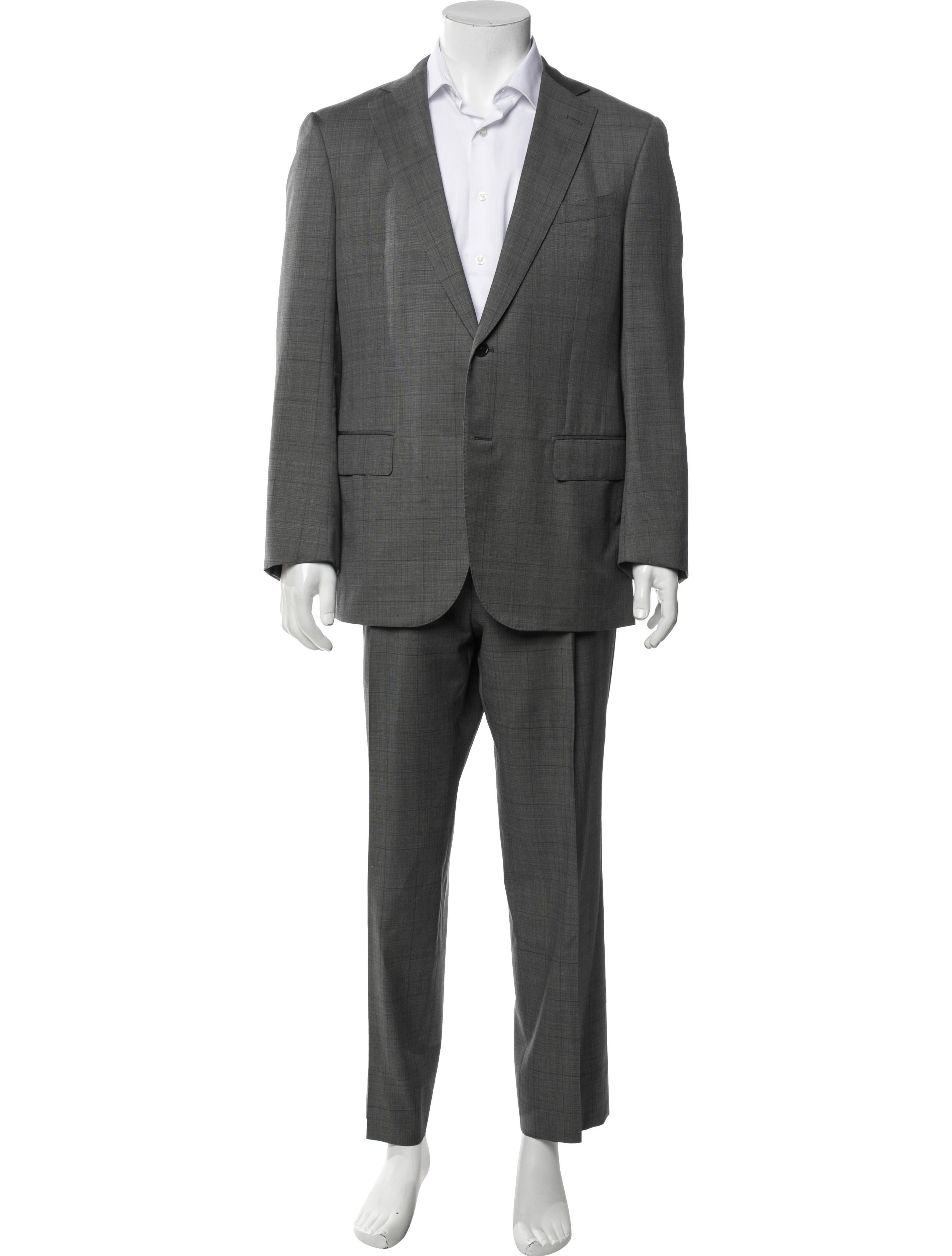 Ermenegildo Zegna Wool Plaid Print Two-Piece Suit